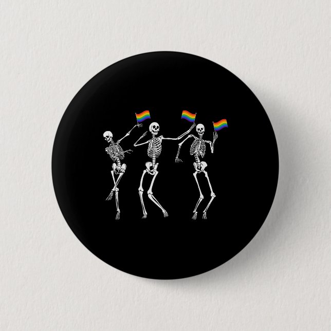 Skeleton Halloween Lgbt Flag Skeleton Gay Pride Mo Button (Vorderseite)