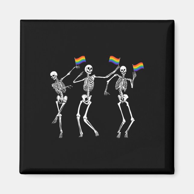 Skeleton Halloween Lgbt Flag Skeleton Gay Pride Mo Magnet (Vorne)