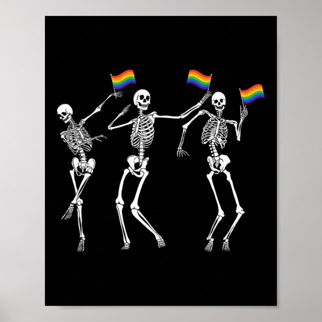 Skeleton Halloween Lgbt Flag Skeleton Gay Pride Mo Poster (Vorne)