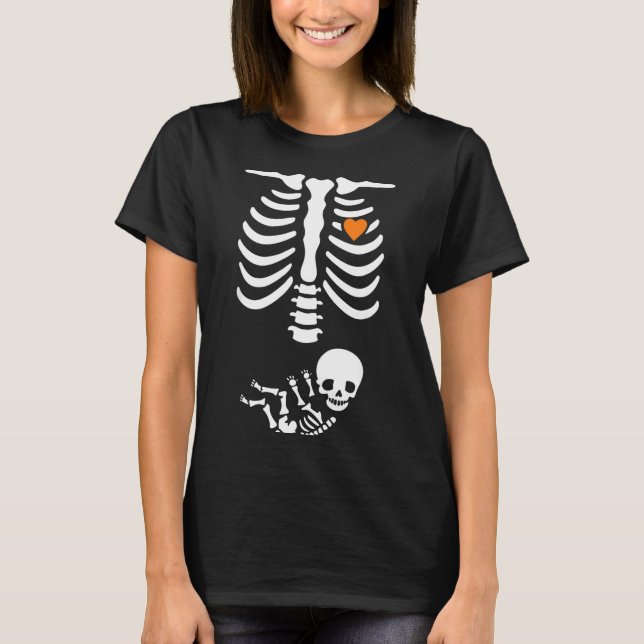 Skeleton Halloween Maternity Funny Pregnancy 2025  T-Shirt (Vorderseite)