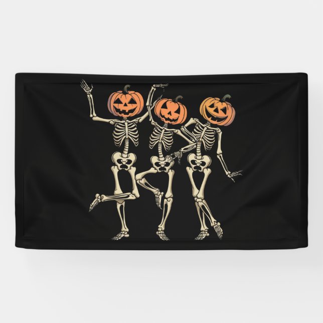 Skeleton Halloween Pumpkin Fall Spooky Jahreszeit Banner (Horizontal)
