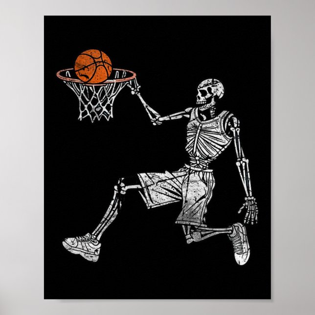 Skeleton Halloween Sketll Player Sketller Dunking Poster (Vorne)
