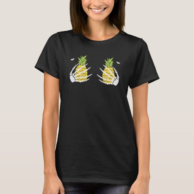 Skeleton Hand Ananas Bra Kostüm Halloween T-Shirt (Vorderseite)