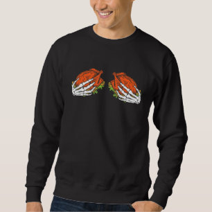 Skeleton Hand auf Brust Türkei Bra Erntedank Da Sweatshirt