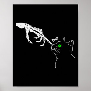 Skeleton Hand Boop auf einem katzenartigen, sonnig Poster