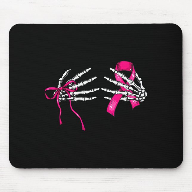 Skeleton Hand Check Your S Funny Survivor Breast C Mousepad (Vorne)