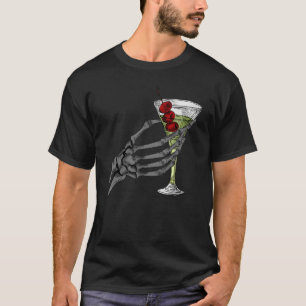 Skeleton Hand Cocktail Wein Glas Gothic Anti Vale T-Shirt