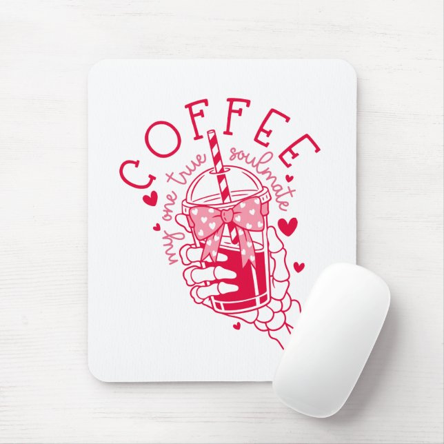 Skeleton Hand Coffee Red Hearts Gothic Mousepad (Mit Mouse)