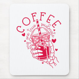 Skeleton Hand Coffee Red Hearts Gothic Mousepad