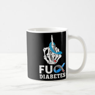 Skeleton Hand Fck Diabetes Blue Ribbon Awareness m Kaffeetasse
