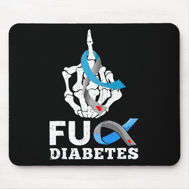 Skeleton Hand Fck Diabetes Blue Ribbon Awareness m Mousepad (Vorne)