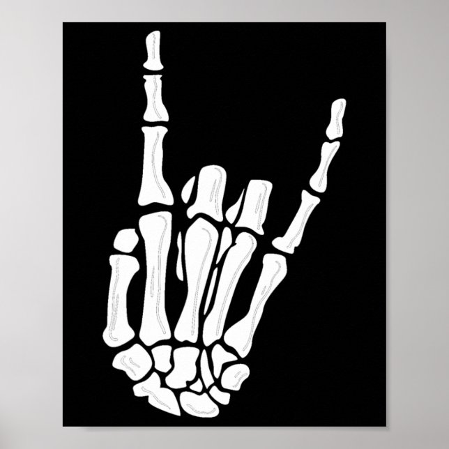 Skeleton Hand Gesture - Rock Skeleton Hand - Hallo Poster (Vorne)
