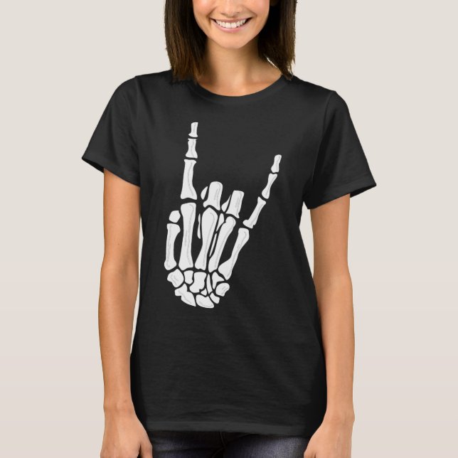 Skeleton Hand Gesture - Rock Skeleton Hand - Hallo T-Shirt (Vorderseite)