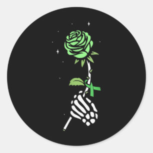 Skeleton Hand Green Ribbon Mental Health Awareness Runder Aufkleber