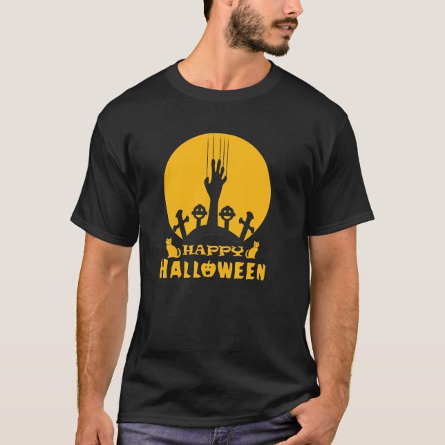 Skeleton Hand Halloween Graveyard T - Shirt (Vorderseite)