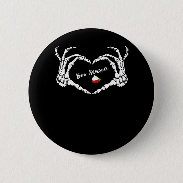 Skeleton Hand Heart Boo Season Classic Button (Vorderseite)