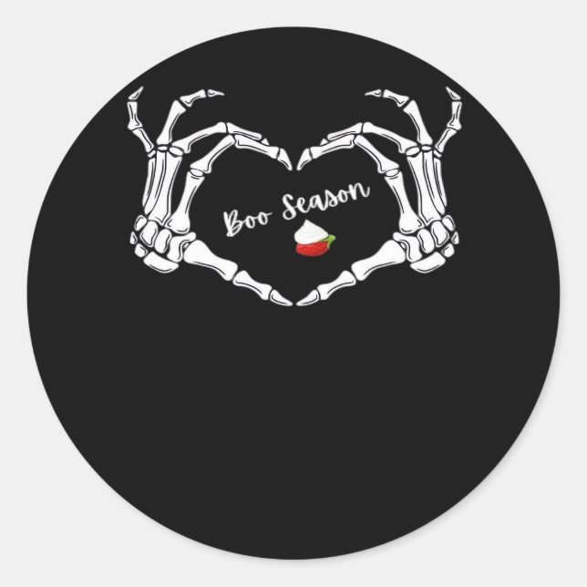 Skeleton Hand Heart Boo Season Classic Runder Aufkleber (Vorderseite)