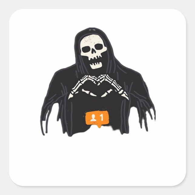 Skeleton Hand Heart Follower Classic Quadratischer Aufkleber (Vorderseite)