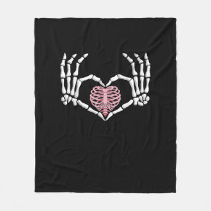 Skeleton Hand Heart Funny Halloween Frauen Männer Fleecedecke