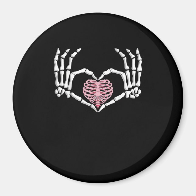Skeleton Hand Heart Funny Halloween Frauen Männer Magnet (Vorne)