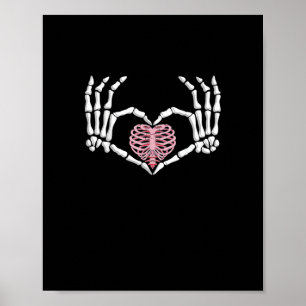 Skeleton Hand Heart Funny Halloween Frauen Männer Poster