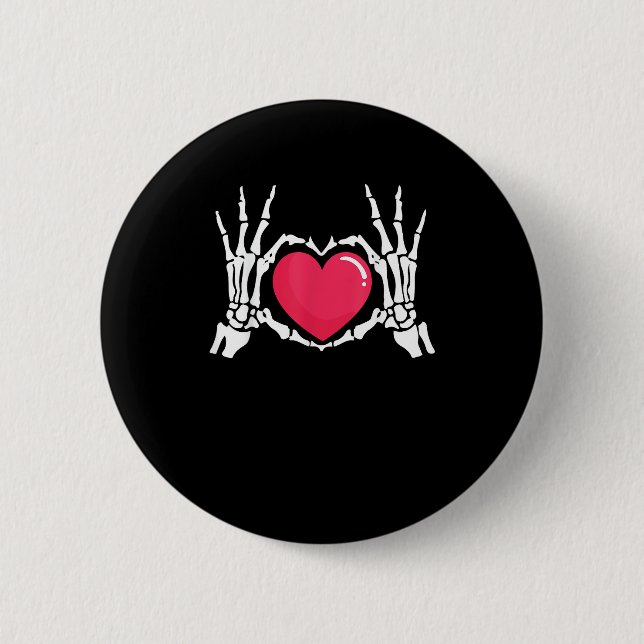Skeleton Hand Heart Halloween Button (Vorderseite)