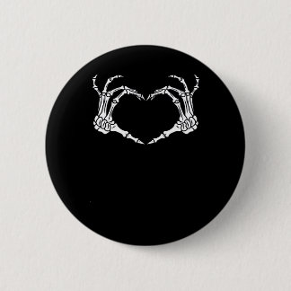Skeleton Hand Heart Halloween Design Button