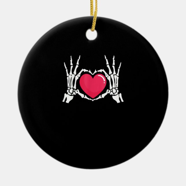 Skeleton Hand Heart Halloween Keramik Ornament (Vorne)