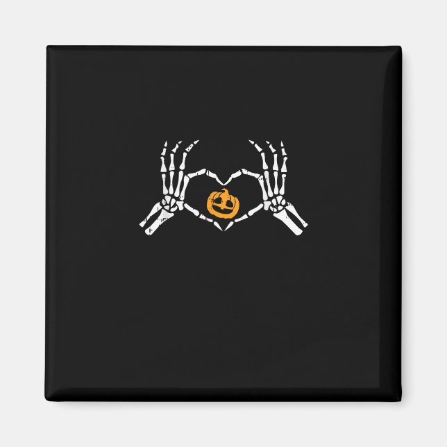 Skeleton Hand Heart Halloween Kostüm Pumpkin Magnet (Vorne)