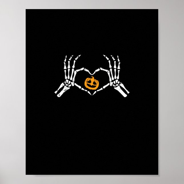 Skeleton Hand Heart Halloween Kostüm Pumpkin Poster (Vorne)
