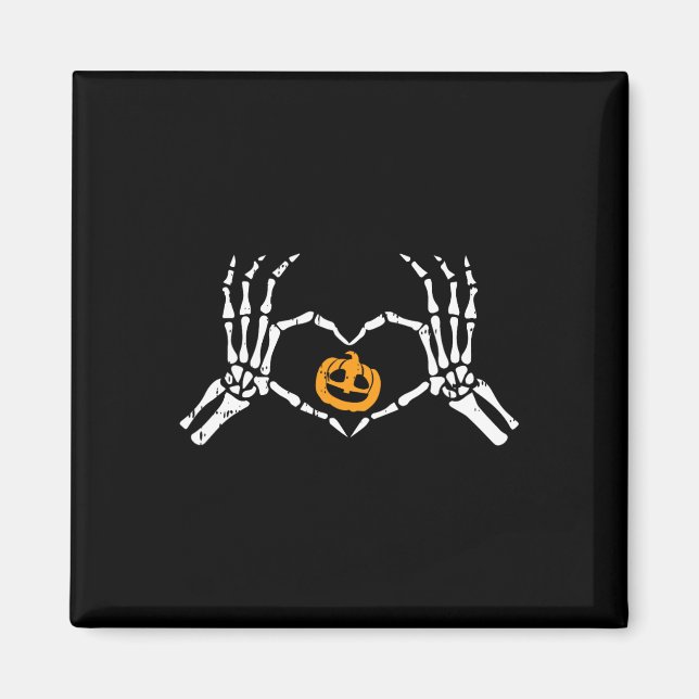 Skeleton Hand Heart Halloween Kostümknochen Pumpki Magnet (Vorne)