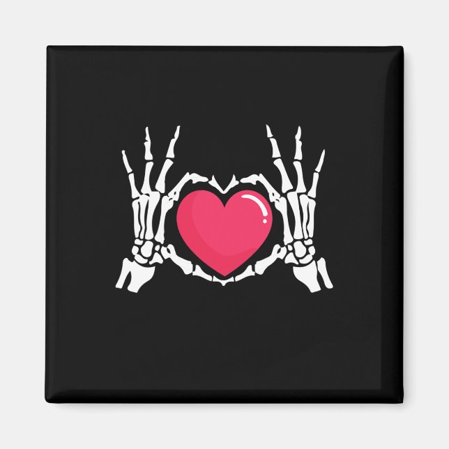 Skeleton Hand Heart Halloween Magnet (Vorne)