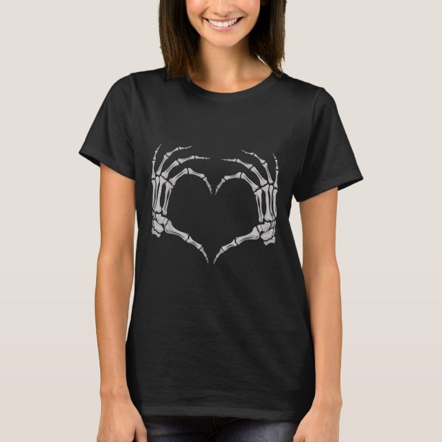 Skeleton Hand Heart Halloween Valentines Matching  T-Shirt (Vorderseite)