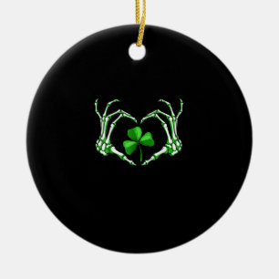 Skeleton Hand Heart Kleeblatt St Patricks Day Padd Keramik Ornament