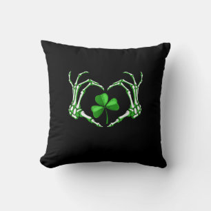 Skeleton Hand Heart Kleeblatt St Patricks Day Padd Kissen