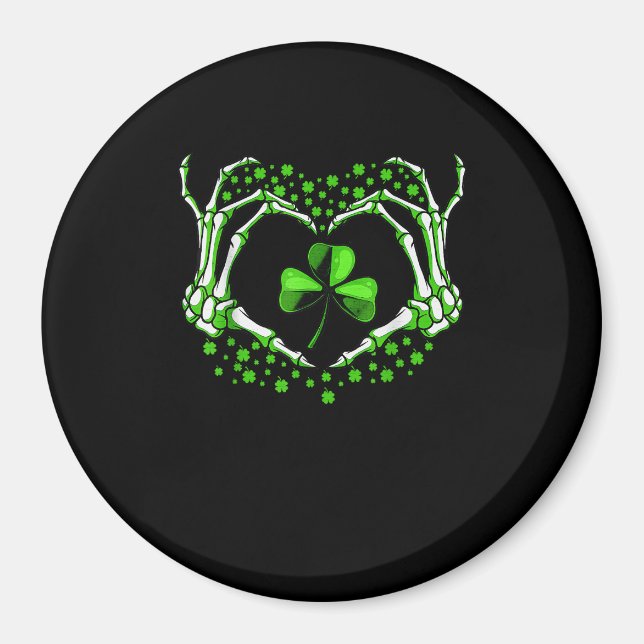 Skeleton Hand Heart Kleeblatt St Patricks Day Padd Magnet (Vorne)