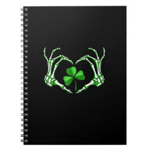 Skeleton Hand Heart Kleeblatt St Patricks Day Padd Notizblock