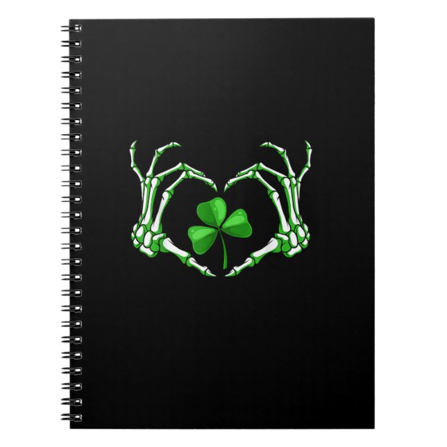 Skeleton Hand Heart Kleeblatt St Patricks Day Padd Notizblock (Vorderseite)