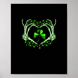 Skeleton Hand Heart Kleeblatt St Patricks Day Padd Poster