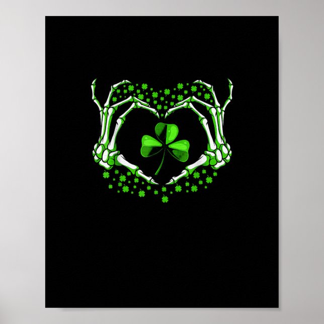 Skeleton Hand Heart Kleeblatt St Patricks Day Padd Poster (Vorne)