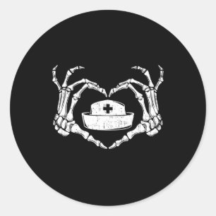 Skeleton Hand Heart Lazy Halloween Kostüm Funny N Runder Aufkleber