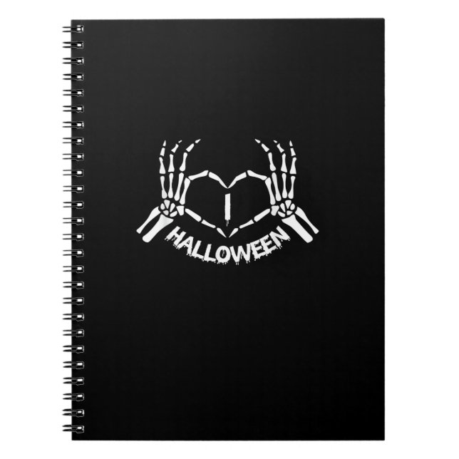 Skeleton Hand Heart Lazy Halloween Kostüm Funny Notizblock (Vorderseite)
