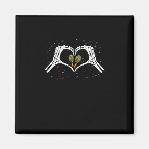 Skeleton Hand Heart Maracas Cinco De Mayo Mexiko Magnet