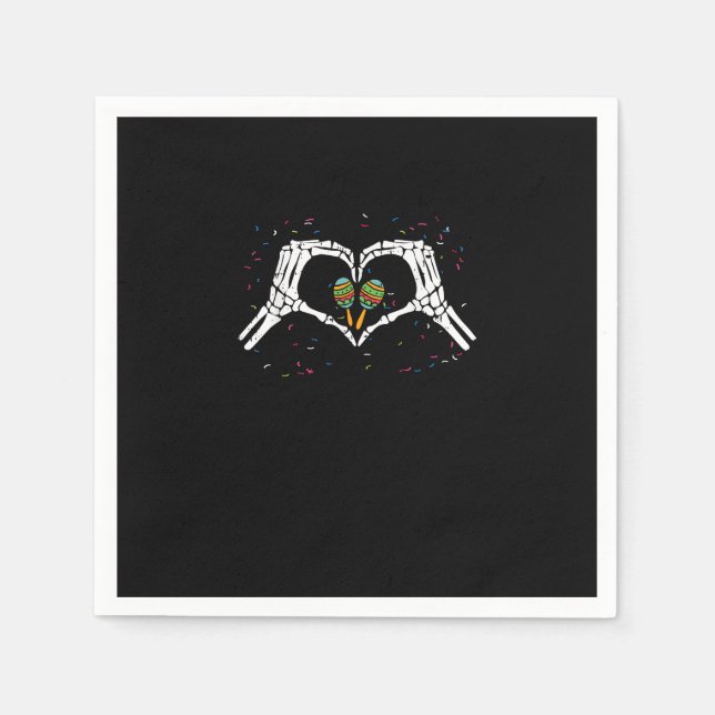 Skeleton Hand Heart Maracas Cinco De Mayo Mexiko Serviette (Vorderseite)