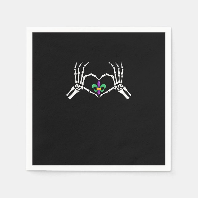 Skeleton Hand Heart Mardi Gras Serviette (Vorderseite)