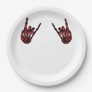Skeleton Hand Heart Roll & Red Classic Pappteller