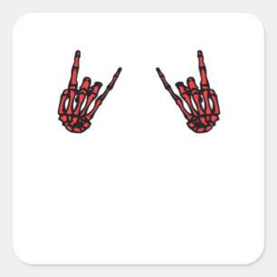 Skeleton Hand Heart Roll & Red Classic Quadratischer Aufkleber