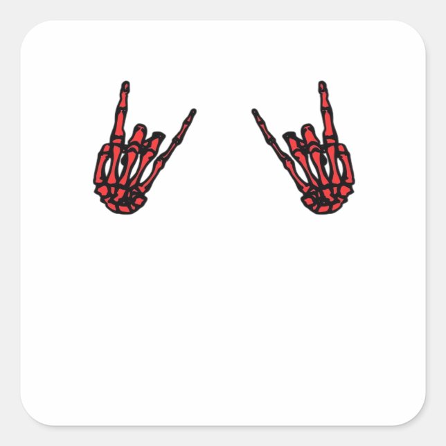 Skeleton Hand Heart Roll & Red Classic Quadratischer Aufkleber (Vorderseite)