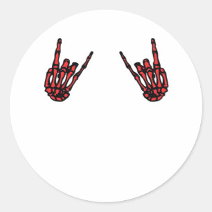 Skeleton Hand Heart Roll & Red Classic Runder Aufkleber