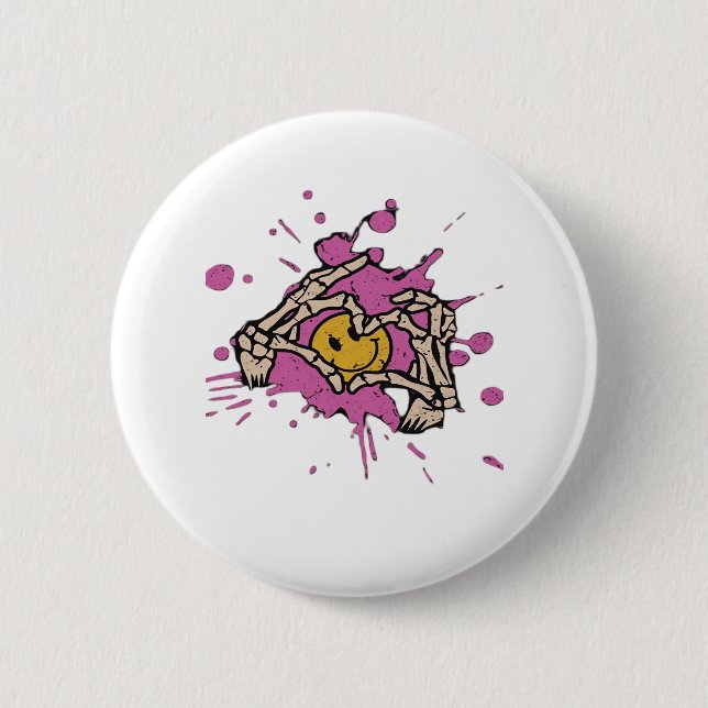 Skeleton Hand Heart Show Classic Button (Vorderseite)